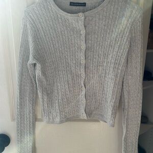 Brandy Melville Light Gray Cable Knit Cardigan